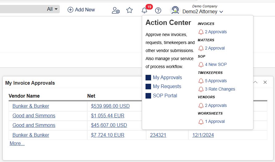 Contract Management module interface